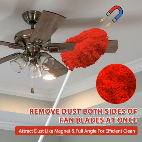 FONUNO Ceiling Fan Cleaner Duster High Ceiling Extended Fan Blade Cleaner - color: Red