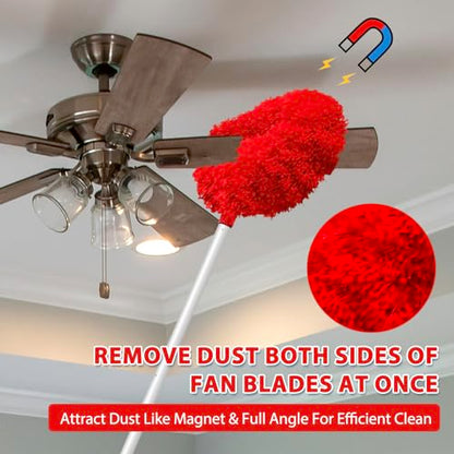 FONUNO Ceiling Fan Cleaner Duster High Ceiling Extended Fan Blade Cleaner - color: Red