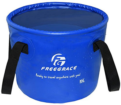 Freegrace Collapsible Water Bucket 10L Portable Camping Sink and Wash Basin - color: Navy Blue, size: 10L