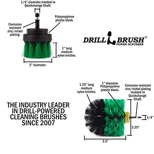 2 Piece Green Medium Stiffness Drill Rotary Cleaning Drillbrushes - color: Green
