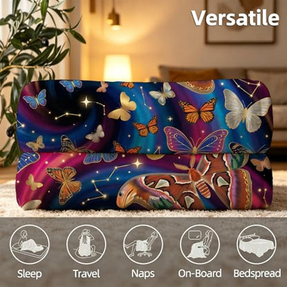 Boho Butterfly Throw Blanket, Ultra-Soft Flannel Fleece 60" x 80" - color: Boho Butterfly Art, size: 60"x80"