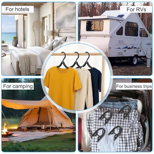 Foldable Travel Hangers,Essentials for Laundry,Portable and Collapsible with Hook,Essentials for Cruise Ship,Vacation,Camping,RV,Road Trip,Hotel,Business Travel, Student Apartment 20 PCS (Black) - color: Black