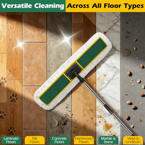 40" Commercial Dust Mop for Floor Cleaning, Heavy Duty Industrial Mop - color: Green(40"*8.3")