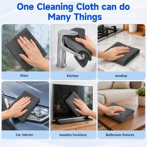 6PCS Genie Magic Cleaning Cloth, Microfiber Cleaning Cloths, Reusable Cleaning Rags Streak-Free & Lint-Free for Glass, Window, Kitchen, Stainless Steel, Cars & Screens