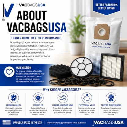 VacBagsUSA Premium Vacuum Bags Compatible with Panasonic Type U/U-3/U-6 3Pk