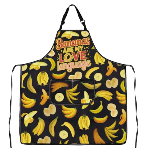 WSNANG Funny Banana Apron for Cooking Mango Are My Love Language Novelty Kitchen Apron with Pockets
