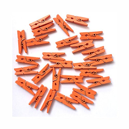 LWR CRAFTS Wooden Mini Clothespins 200 Per Pack 1" 2.5cm (Orange) - color: Orange
