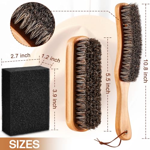 4 Pcs Horsehair Felt Hat Brush Kit with Cleaning Sponge Cowboy Clean Hat Wood Fedora Hat Cleaning Set Baseball Cap Lint Brush Remove Dust for Hair Furniture Suits Clothes(Style G) - style: Style G