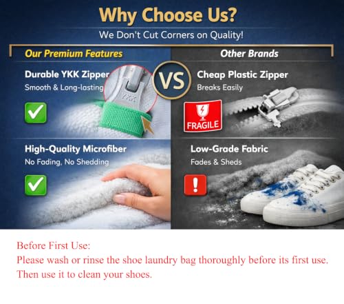 Shoe Washing Machine Bag for Sneakers – 2 Pack Laundry Shoe Bag Reusable Sneaker Wash Bag with Protective Zipper, Mesh Cleaning Bag for Tennis Shoes, Running Shoes - White - color: White