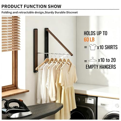 Folding Clothes Hanger Rack Wall mounted for Laundry Clothes Drying Rack - color: Walnut, size: 1 Rack