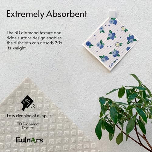 Eulnars Swedish Dishcloths for Kitchen, 8 Pack Reusable Paper Towels with Clips, Non-Scratch Swedish Dish Towels, Super Absorbent Cellulose Sponge Cloths, Eco Friendly Gifts - color: Colorful Berries