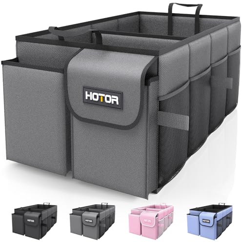 HOTOR Trunk Organizer - Foldable Car Organizer for SUVs & Sedans Storage - color: Grey, size: Medium (2 Compartments)