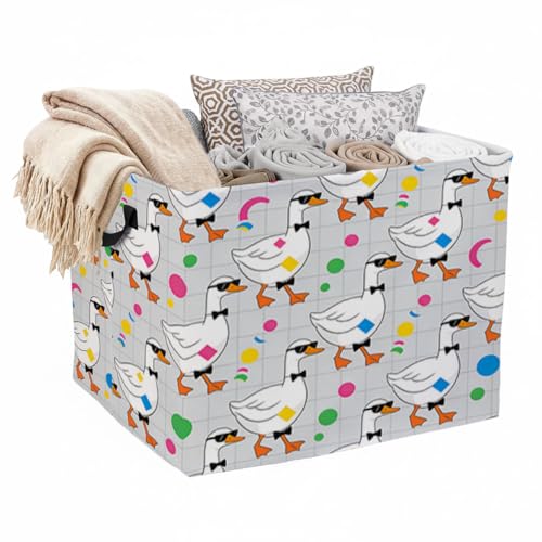 Cute Goose Foldable Laundry Basket Hamper with Handles, 56L Large Capacity Toy Storage Organizer, Collapsible Clothes Hamper for Home Decor and Bedroom Organization. - color: Cute Goose