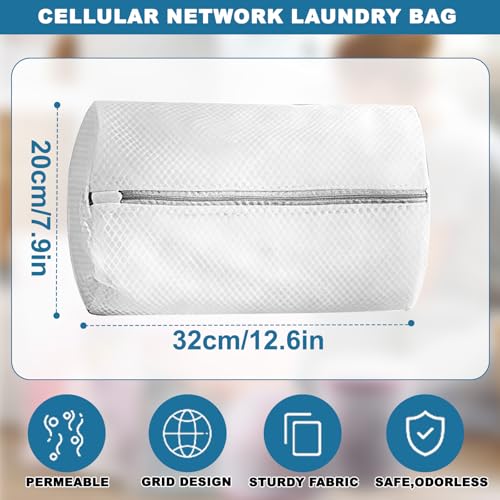 1PCS Mesh Laundry Bags, Protective Washing Bags with Zipper, Delicates Anti Tangle Anti Pilling Travel Storage, White, 7.81×2.48 in - size: 7.81×12.48 in