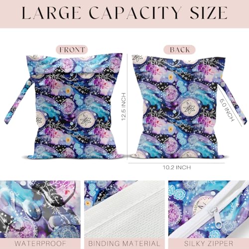 Wet Bag for Swimsuit, Beach Travel Essentials Wet Dry Bag, for Sunscreen Toiletry Dirty Clothes Yoga Gym Diaper, Friends Summer Beach Vacation Gifts. Colorful jellyfish - color: Colorful Jellyfish