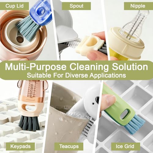 9pcs Cup Lid Gap Cleaning Brush 3 in 1 and 4 in 1 Bottle Gap Cleaner Brush Multifunctional Lid Cleaner Cup Cleaner Brushes for Bottle Gaps, Tumblers, Travel Mug Caps