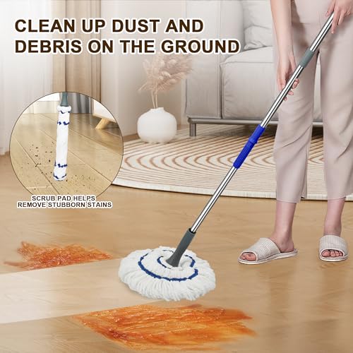 Self Wringing Mop Easy Squeeze Cleaning Twist Mop,White - color: White