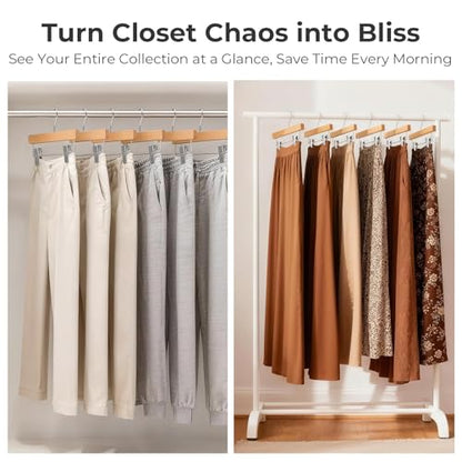 HOUSE DAY Wooden Pants Hangers with Clips, 100 Pack Skirt Hangers, Natural - color: Natural, size: Pack of 100