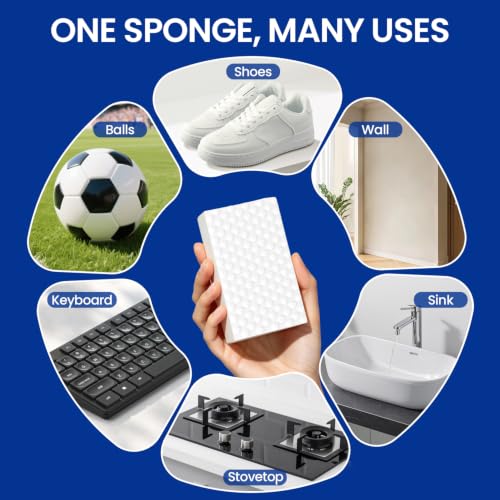 12 Pack Magic Cleaning Sponge Erasers, 5X Density Long Lasting Melamine Sponge Shower and Tub Scrubber, Multi-Functional Household Kitchen Cleaning Sponges Foam for Bathroom Sink Wall Cleaner