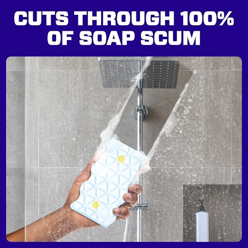 Mr. Clean Magic Eraser Sponge, Bathroom Cleaner, Shower Cleaner, Tub Cleaner, Soap Scum Remover, Bathroom Cleaning Supplies, Dawn Cleaning Power with Lemon Scent, 2 in 1 Bath, 5ct - size: 5 Count (Pack of 1), style: Original Version