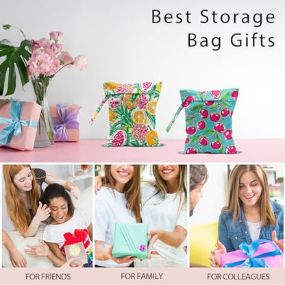 Swimsuit Bag Wet Bags for Travel Reusable Waterproof Dry Bags Diaper Bag Citrus Cherry Wet Bag for Swimsuit Towels Beach Gym 10.2×12.6 Inches - color: Citrus Cherry