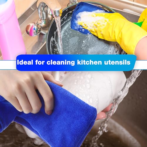 Nuenen Car Microfiber Clean Cloths, Blue, 16 x 16 Inch, 60 Pcs - color: Blue, size: 16 x 16 inches