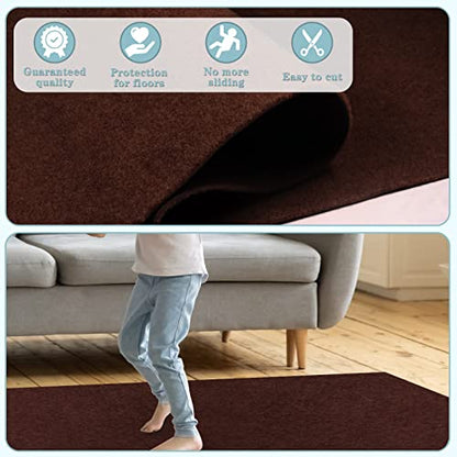 Runner Rug 2FT x 6FT, AYOHA 2'-82' Utility Carpet Runner for Entryway Hallway Aisles Balcony Garages, Area Rugs with Non-Slip Rubber Backing, Chocolate Brown (Available Custom Sizes)