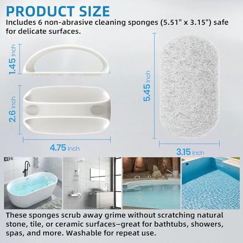 CALPALMY (6-Pack) Professional Sealer Applicator Pad with Handle, Non-Scratch Scrubbing Pads Perfect for Cleaning to All Natural Stone and Tile Like Marble, Granite, Concrete & Slate - color: White Handles&gray Pads, size: 6 Pads
