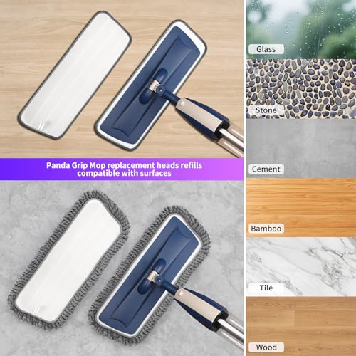 16.5" Microfiber Mop Pads Refills, 6 Pack Reusable Replacement Heads - color: 16"grey*6