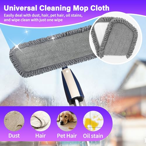 16.5" Microfiber Mop Pads Refills, 6 Pack Reusable Replacement Heads - color: 16"grey*6