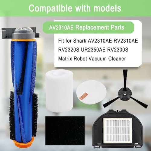 RV2310AE Replacement Parts for Shark AV2310AE RV2310AE RV2320S UR2350AE RV2300S Matrix Robot Vacuum Cleaner 1 Main Brush Roller 2 Sets Foam Filters 2 Filters 6 Side Brushes (Not For RV2300) - color: 13 Pack