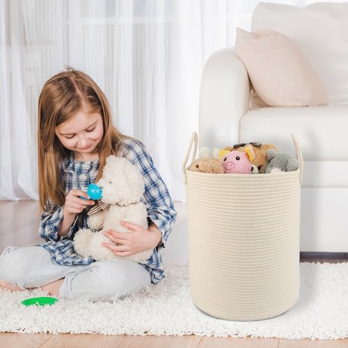 XUANGUO Cotton Rope Laundry Basket Hamper for Clothes, beige - color: beige, size: Regular