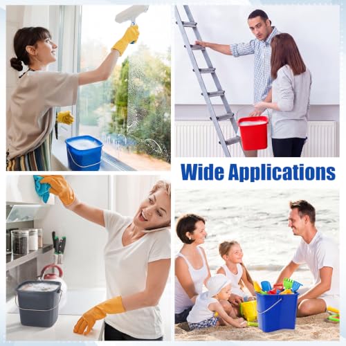 Zhehao 6 Pcs 3 Quart Small Sanitizer Cleaning Bucket, Red,Dark Blue,Gray - color: Red,dark Blue,gray