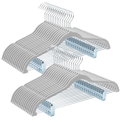 HOUSE DAY Velvet Pant Hangers with Adjudtable Clips 30 Pack, Gray - color: Gray, size: 30 Pack