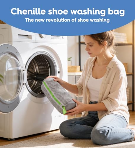 VASSON Shoe Washing Machine Bag, 2 Pack XL Laundry Bags for Sneakers - color: 2Pack Cool Grey / Greenery