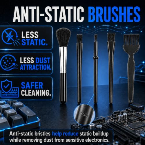 6-Piece Keyboard Cleaning Kit with Keycap and Switch Puller, ESD Brushes