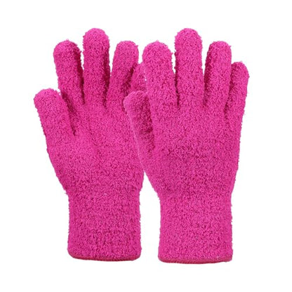 uxcell Microfiber Gloves, Reusable Washable Plant Dusting Gloves Cleaning Mittens for Auto Plants Household - color: Rose Red