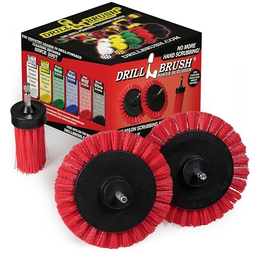 Drillbrush Hard Bristle Cleaning Brush for Crevices and Gaps - Outdoor - color: Red