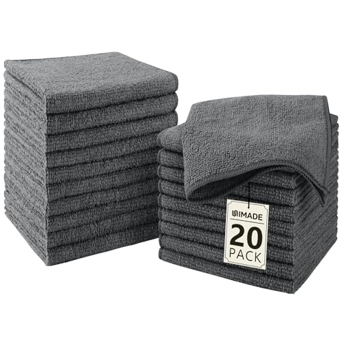 UNIMADE Washcloths 20 Pack Face Towels (12" x 12"), Highly Soft Wash Cloths - color: Grey, size: 20Pack