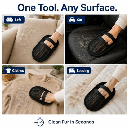 Pet Hair Remover Glove 2-Pack for Couch, Carpet, Bed & Clothing, Reusable Electrostatic Tool for Cat & Dog Hair
