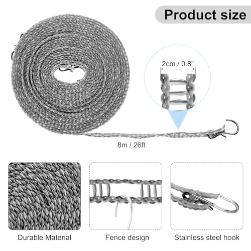 uxcell 2pcs Windproof Clothesline, 8M 26ft Plastic Non-Slip Clothes Drying Rope Portable Travel Clothesline for Courtyard Outdoor Laundry Camping, Grey - color: Gray, size: 26.2ft