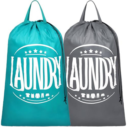 Travel Laundry Bags 2 Pack - Dirty Clothes Travel Bag for Cruise, 24x36 in - color: With Handles, 2 Pack, Blue+Grey