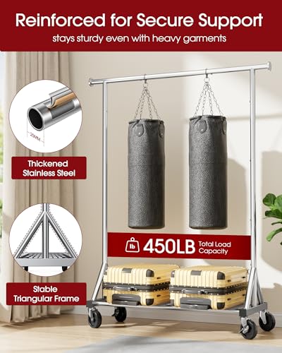 Sakugi Stainless Steel Clothes Rack Mesh Shelf, 42.5x16.5x65.9, Silver - color: Silver, size: 42.5" x 16.5" x 65.9"(1 Rod)