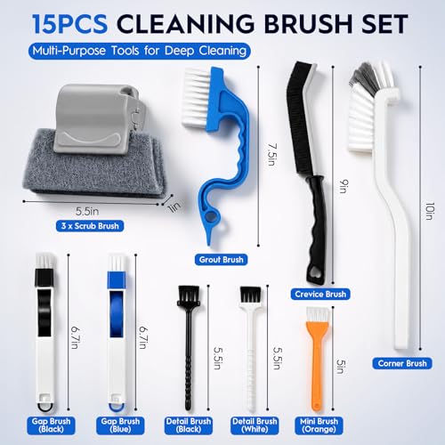 Window Track Cleaner, 15 PCS Crevice Cleaning Brush Kit