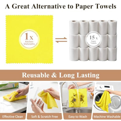 30 Pack Microfiber Cleaning Cloths, Dish Towels for Kitchen, Car, Bathroom - color: Yellow