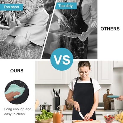 Surblue Waterproof Rubber Vinyl Apron 37" Projects Work Safe Clothes with Adjustable Widened Neck Strap Release Buckle Bib for Dishwashing Lab Work Butcher Cleaning Fish, Black - color: N-buckle Black