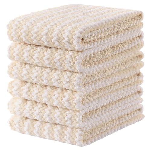 Homaxy 6 Pack Coral Velvet Kitchen Towels, 10 x 20inches, Beige - color: Beige, size: 10 x 20 - 6 Pack