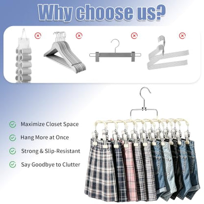 2 Pack Pants Hangers with 40 Clips, Space Saving Closet Organizer - color: Warm Beige