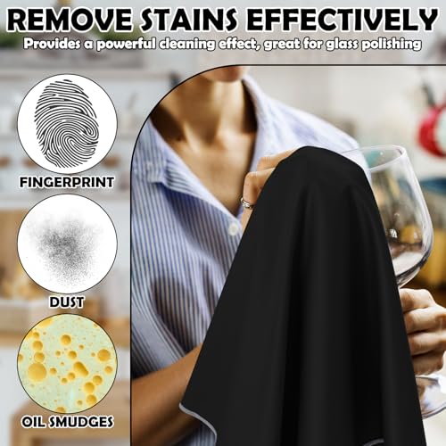 VitalCozy 6 Pcs Polishing Cloths for Wine Glass, Black - color: Black