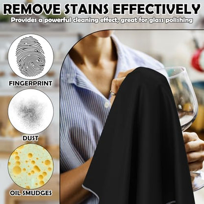 VitalCozy 6 Pcs Polishing Cloths for Wine Glass, Black - color: Black
